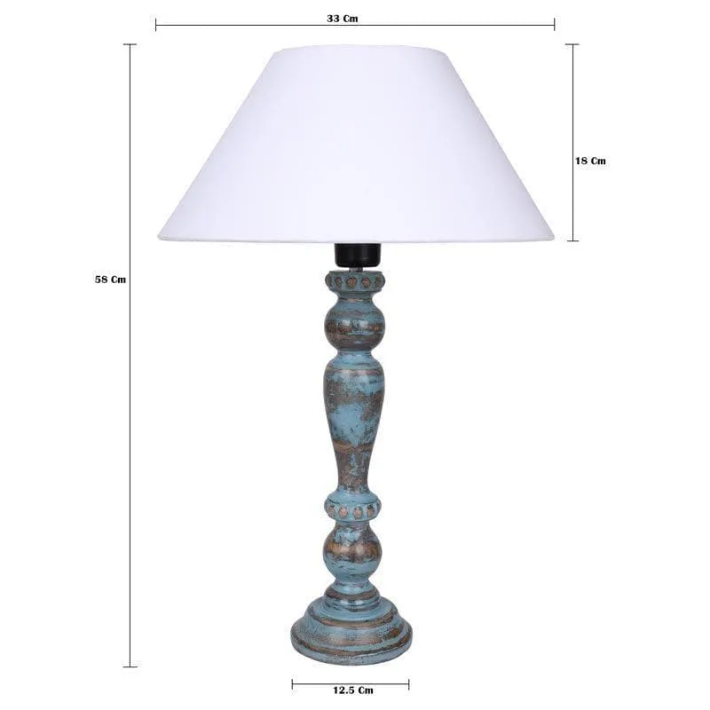 Amaya Fabric Table Lamp With Conical Shade - White,Blue media 5