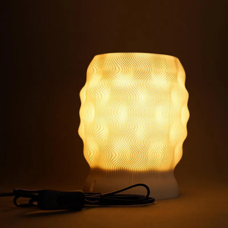 Eco Spark 3D Printed Table Lamp - White media 3