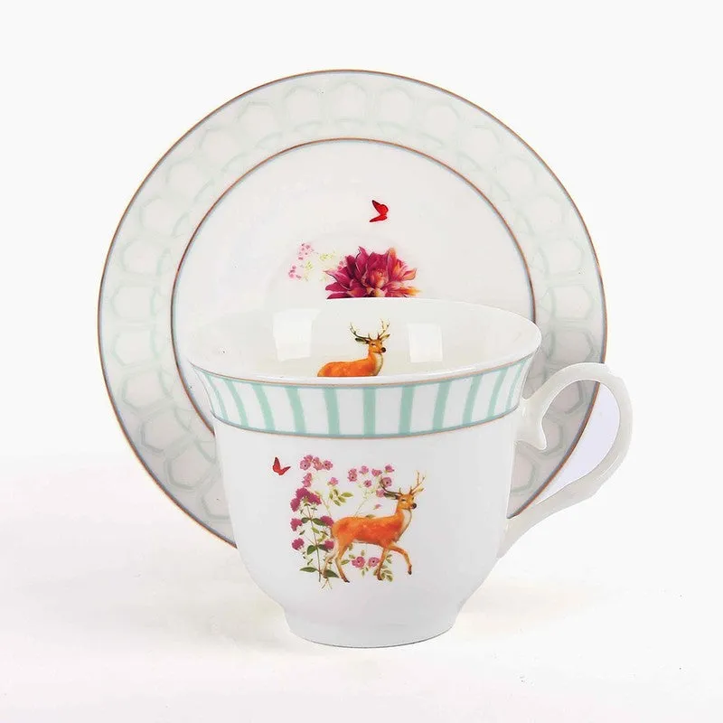 PetalGrace 24k Gold Brushed Porcelain Tea Cup (300 mL Each) -  Twelve Piece Set media 5