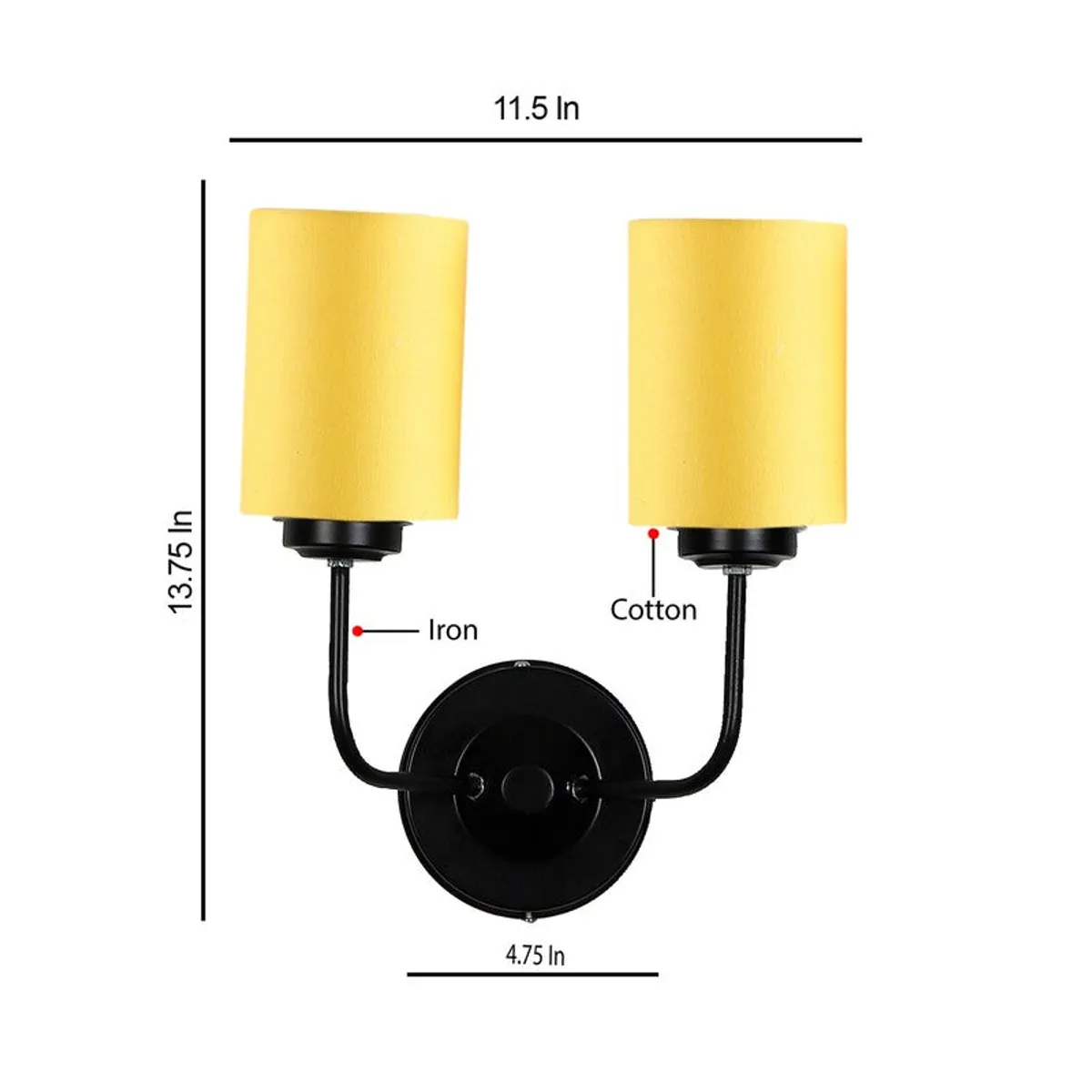 OrganicGlow Twin Cotton Wall Lamp - Yellow - 10