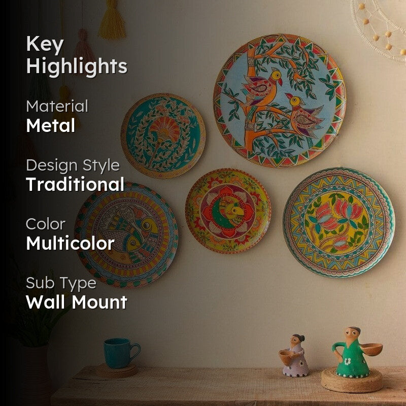 Madhubhani Garden Wall Plate - Set Of Five media 2