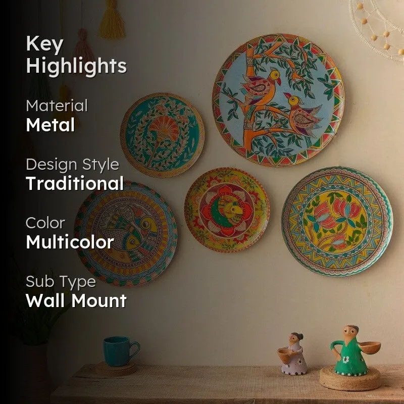 Madhubhani Garden Wall Plate - Set Of Five media 2