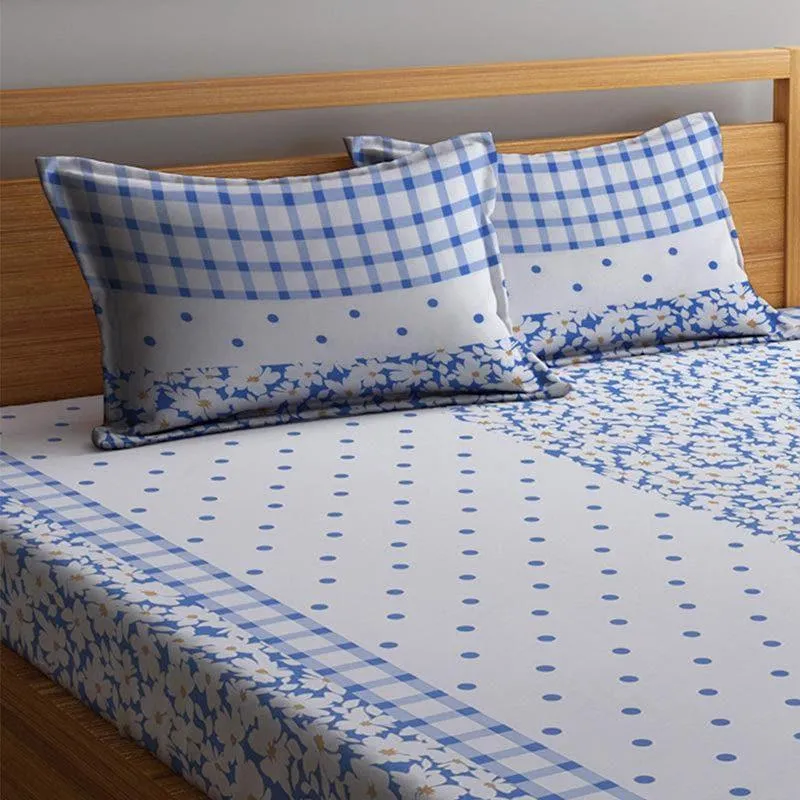 Cerulean Christella Fitted Bedsheet - 150 GSM media 4