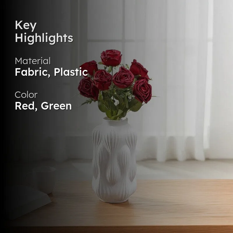 Petaluxe Rose Fabric Artificial Flower - Red media 2