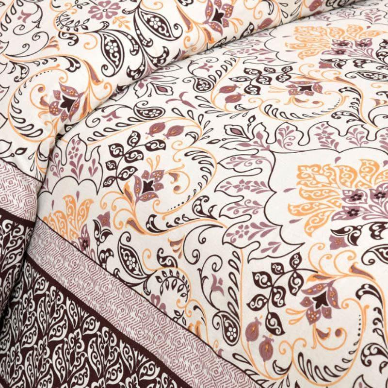 Mughal Jaali Printed Cotton Bedsheet (Purple,Beige) - 120 TC media 3