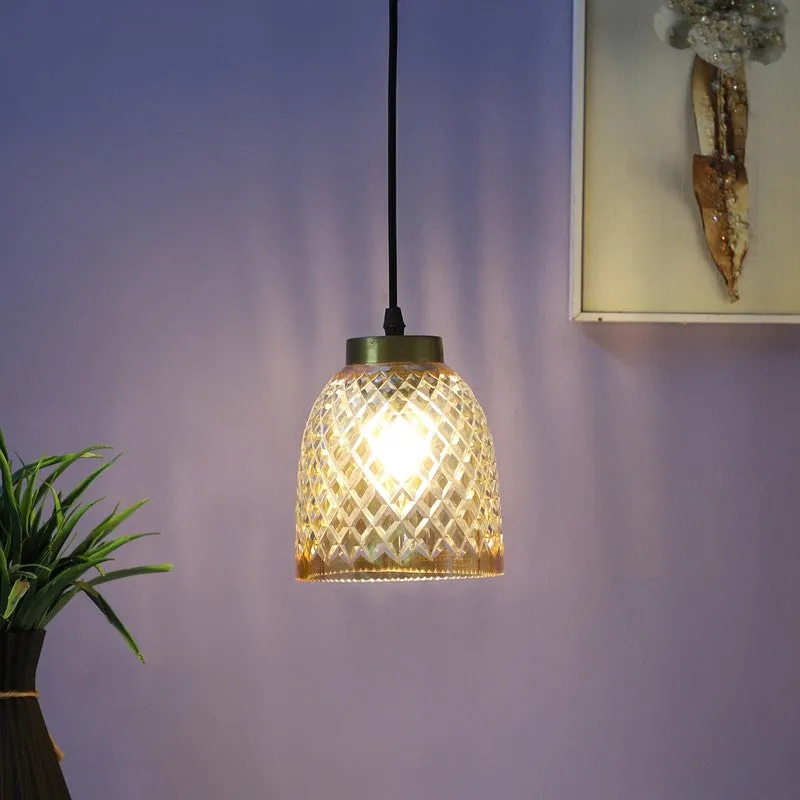 Crystal Bloom Texured Glass Ceiling Lamp media 4