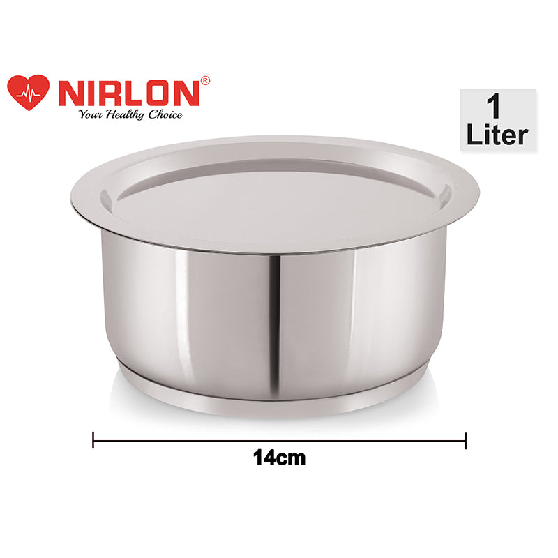 Nirlon Stainless Steel Pro Pateela With Lid - 1000 mL/6 Inches media 7