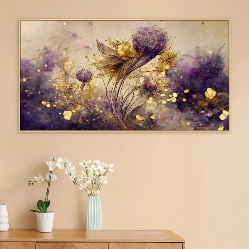 Amethyst Floral Canvas Wall Painting With Frame media 3