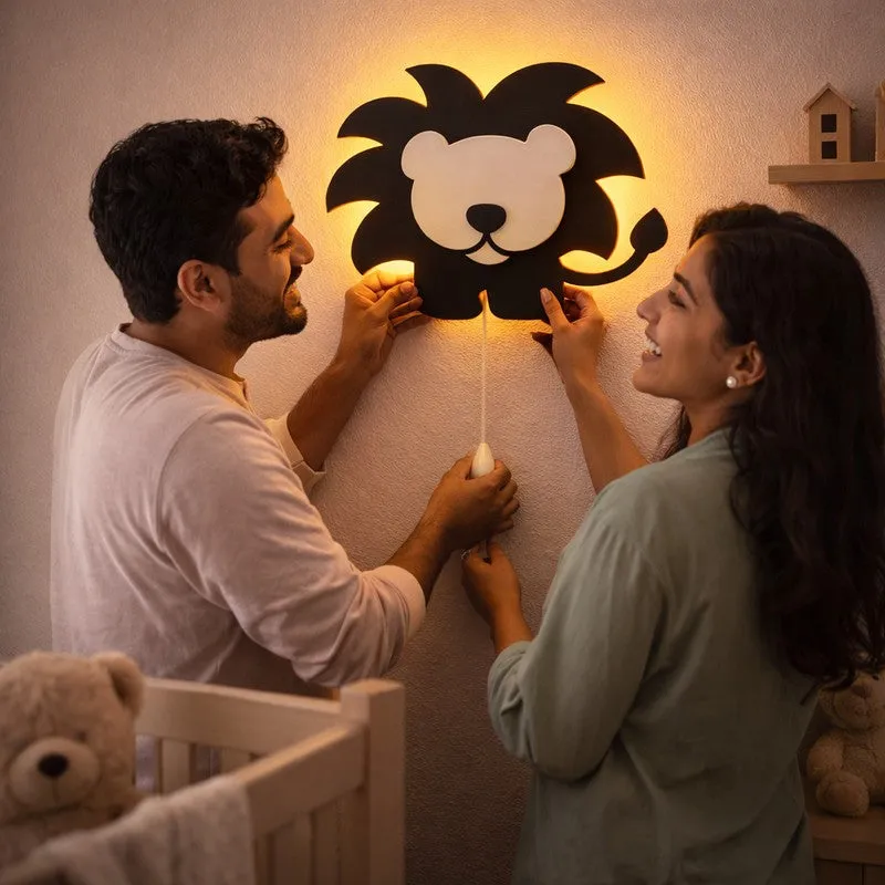 Pureva Lion Battery Operated MDF Wall Lamp - Black media 9