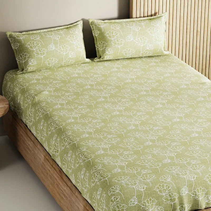 Belora Cotton Bedsheet (Green) - 144 TC media 4