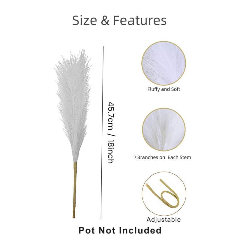 Faux Pampas Grass Sticks (45.7 cms) - White media 5