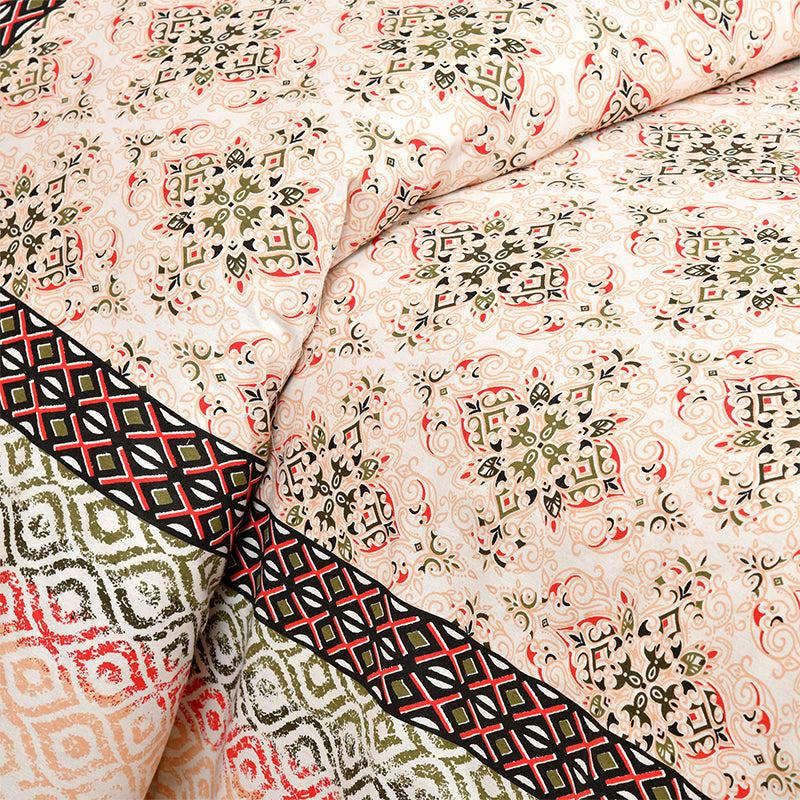 Rakta Ethnic Cotton Bedsheet (Peach) - 180 TC media 3