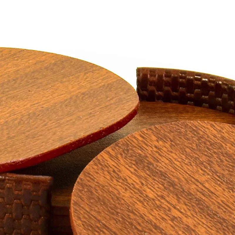 Tishue Faux Leather Coaster (Brown) - Seven Piece Set media 8