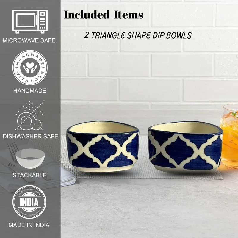 Servyx Ceramic Dip Bowls (Blue,White ,50 mL Each) - Set Of Two media 5