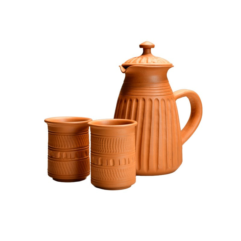 Charming Terracotta Jug with Glasses - Three Piece Set media 3
