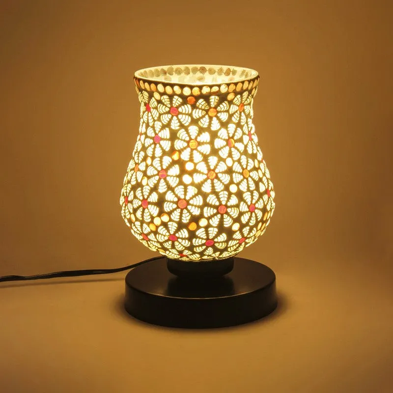 Emberora Mosaic Glass Table Lamp With Wooden Base - Multicolor media 5