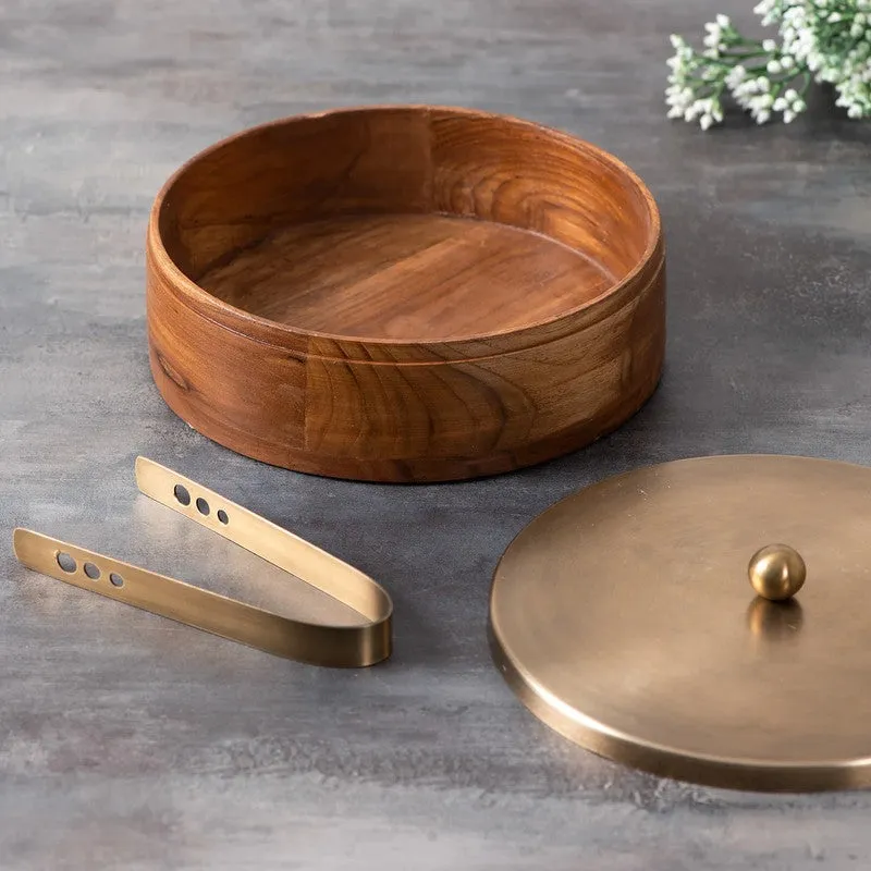 Rasoiya Teak Wood Round Masala Box - Three Piece Set media 5