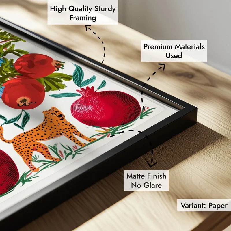 Pomoria Pomegranate Garden Illustration Canvas Wall Painting With Black Frame media 6