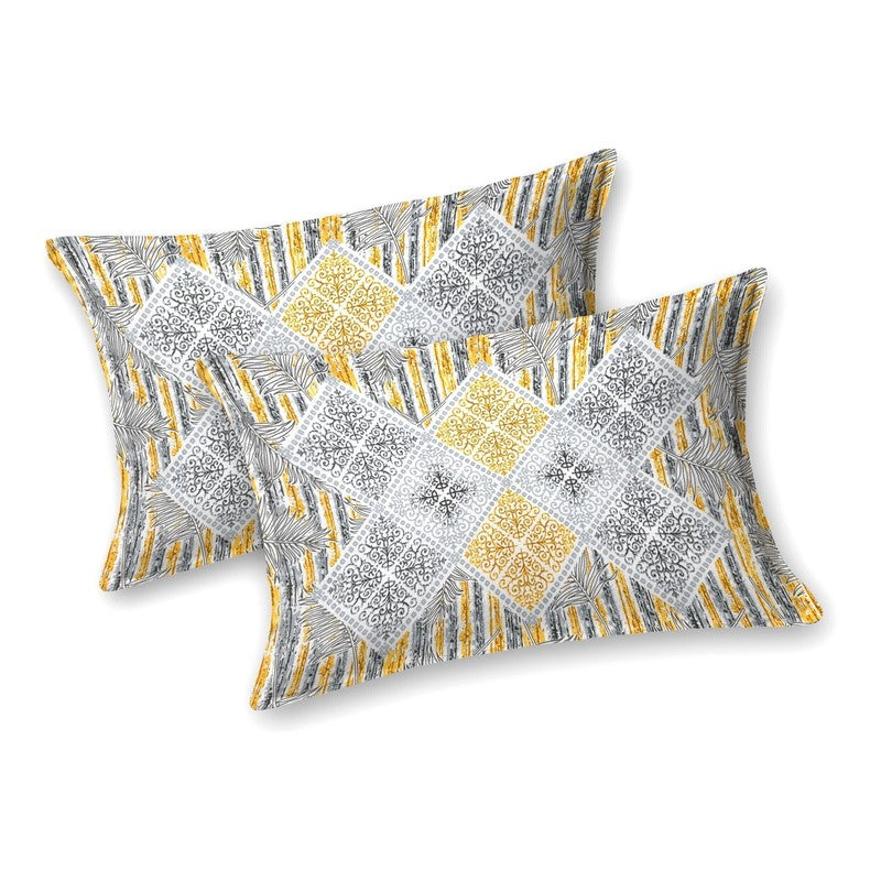 Blooma Cotton Bedsheet (Blue,Yellow) - 240 TC media 4