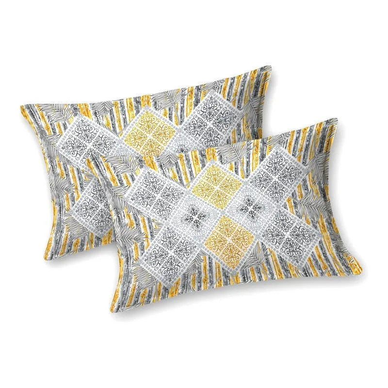 Blooma Cotton Bedsheet (Blue,Yellow) - 240 TC media 4