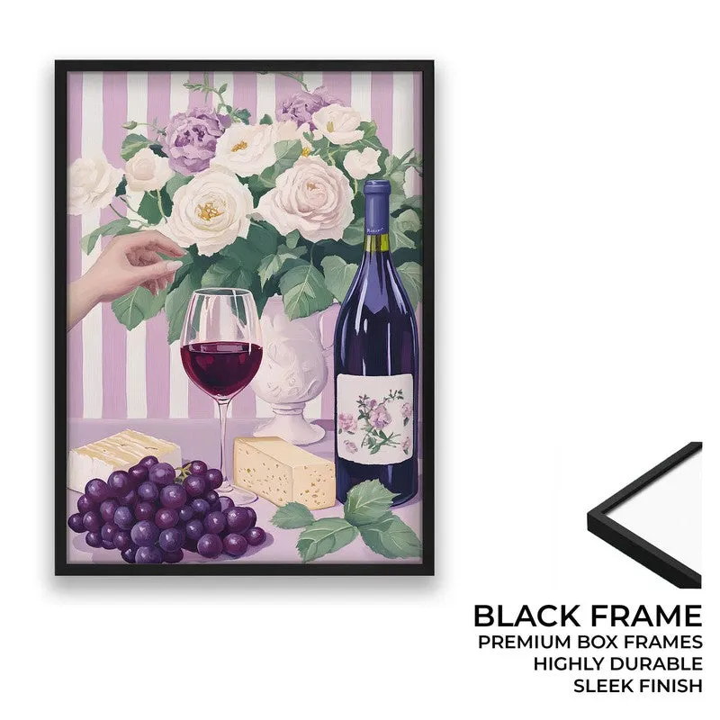 Floral Wine Archival Canvas Wall Art - Black media 8