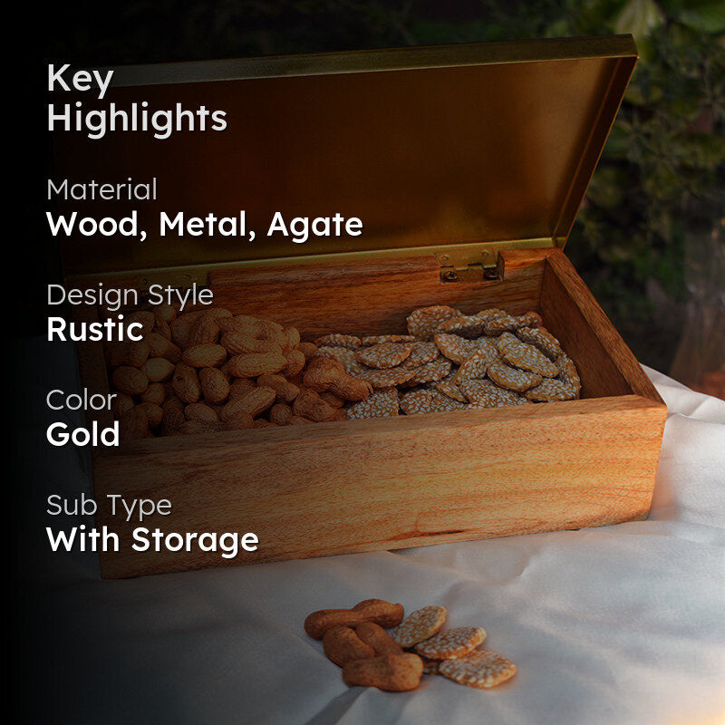 Stove Chest Wood & Agate Storage Box - White media 2
