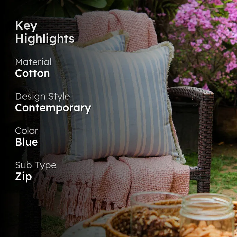 Dhari Stripe Cushion Cover (Blue) - Set Of Two media 2