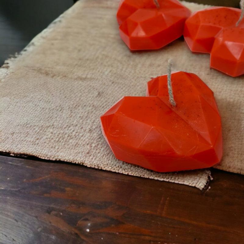 Heart Carve Chocolate Scented Candle Holder (Red) - Set Of Three media 5