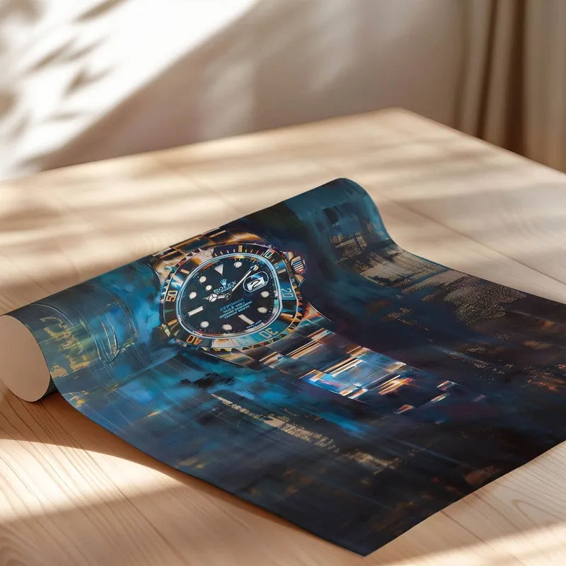 Midnight Timepiece Wall Poster -Blue media 7