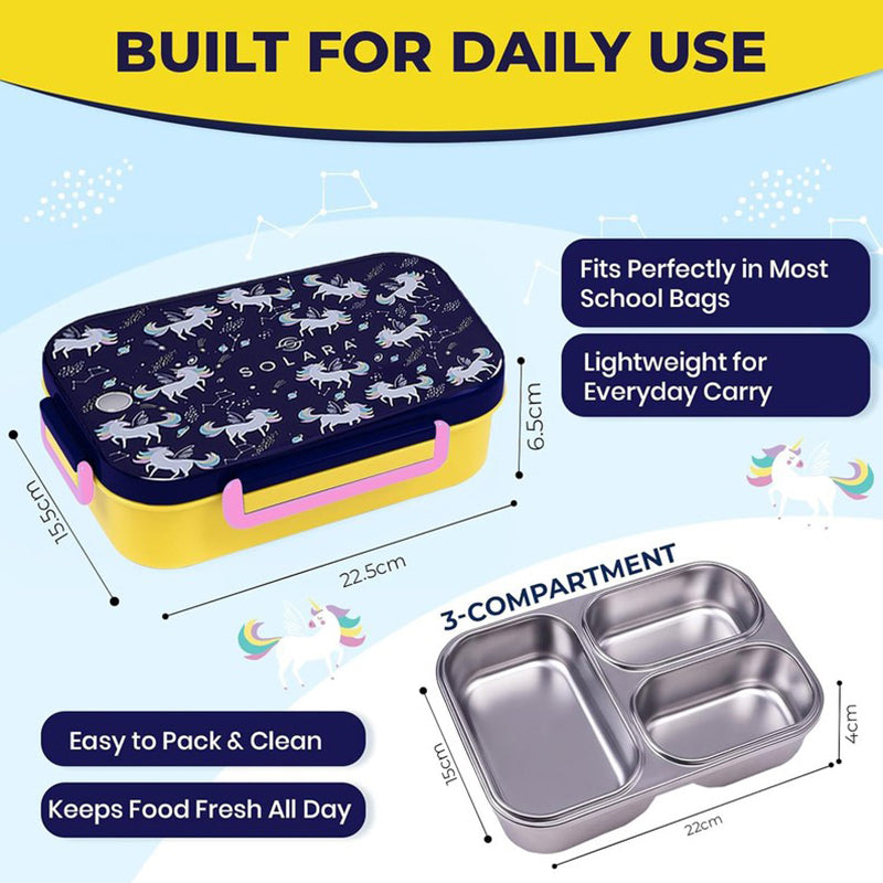 Solara Brewora Unicorn Lunch Box (Yellow,Black) - 1000 ML media 9