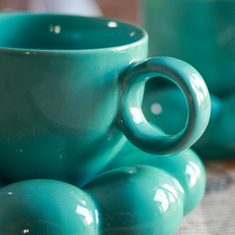 Bubble Buddy Cup & Saucer (Green/200 mL) - Set of Two media 4