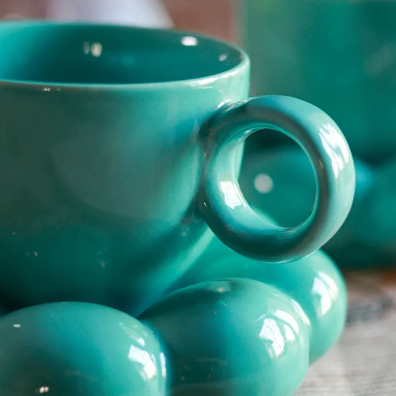 Bubble Buddy Cup & Saucer (Green/200 mL) - Set of Two media 4