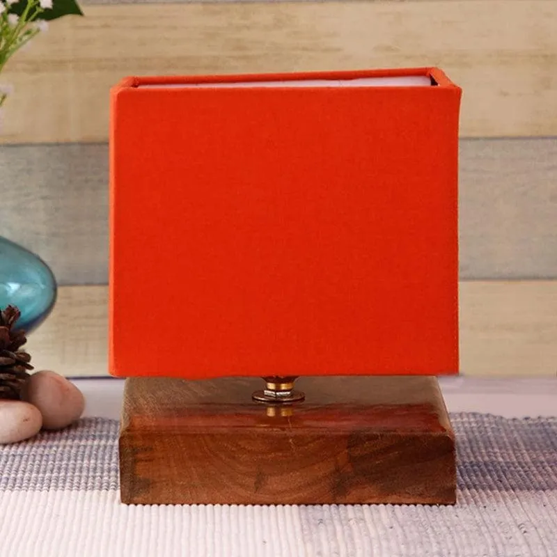 Solid Cusp Fabric Table Lamp - Orange,Brown media 3
