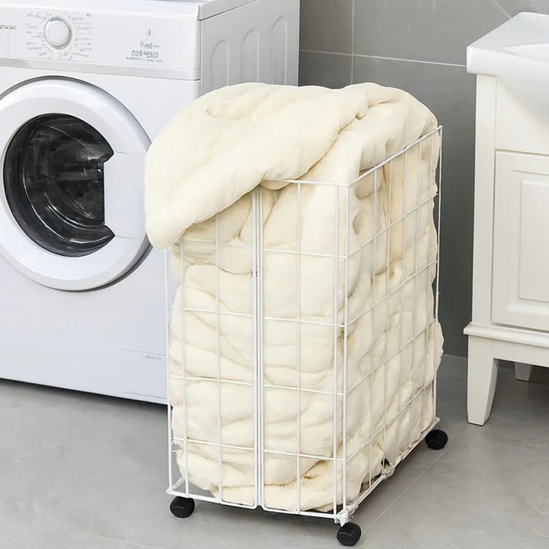 Homezy Foldable Iron Laundry Basket - White media 5