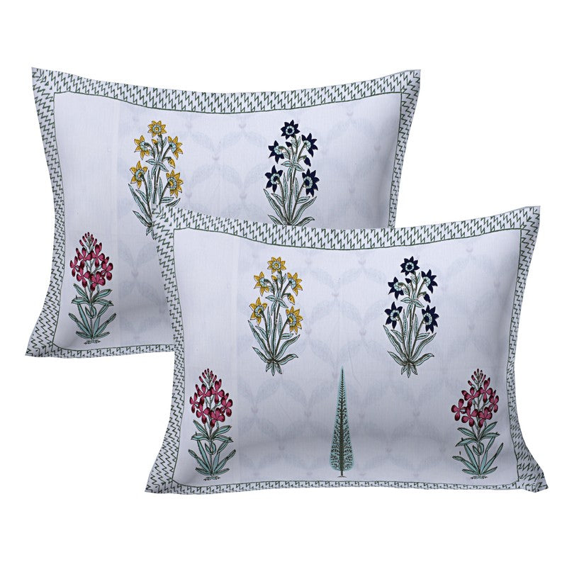 WhiteBloom Handblock Printed Cotton Bedsheet (Purple) - 400 TC media 5