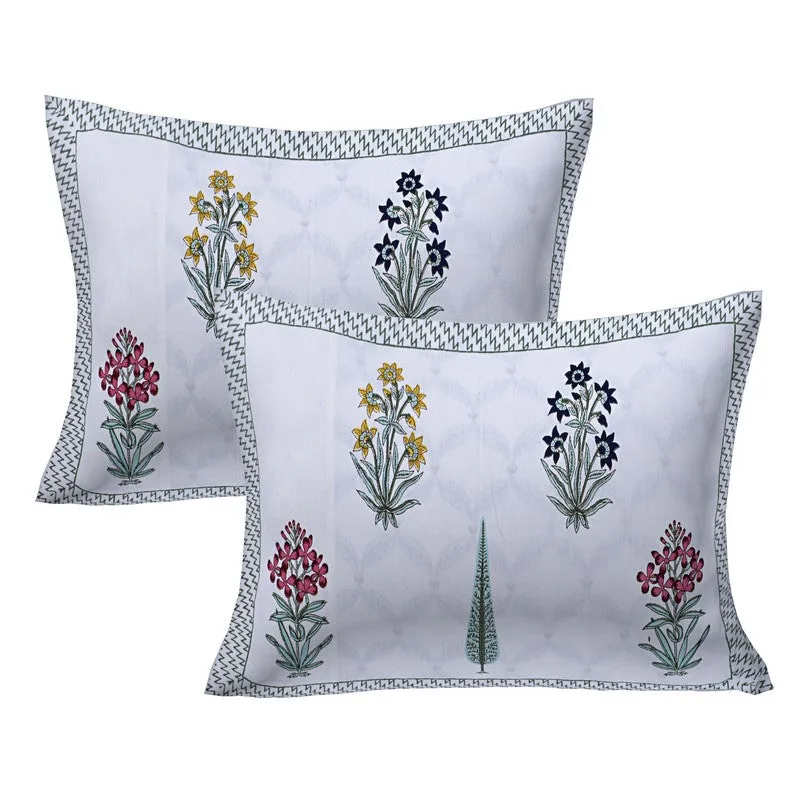 WhiteBloom Handblock Printed Cotton Bedsheet (Purple) - 400 TC media 5