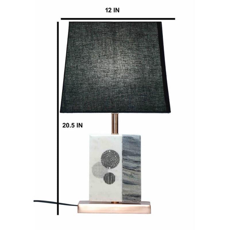 Blaze Printed Fabric Table Lamp With Marble & Copper Base - Black,White media 5