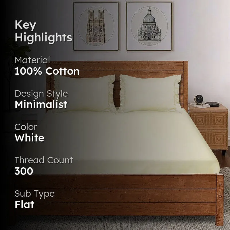Mono Magic Cotton Bedsheet (White) - 300 TC media 2