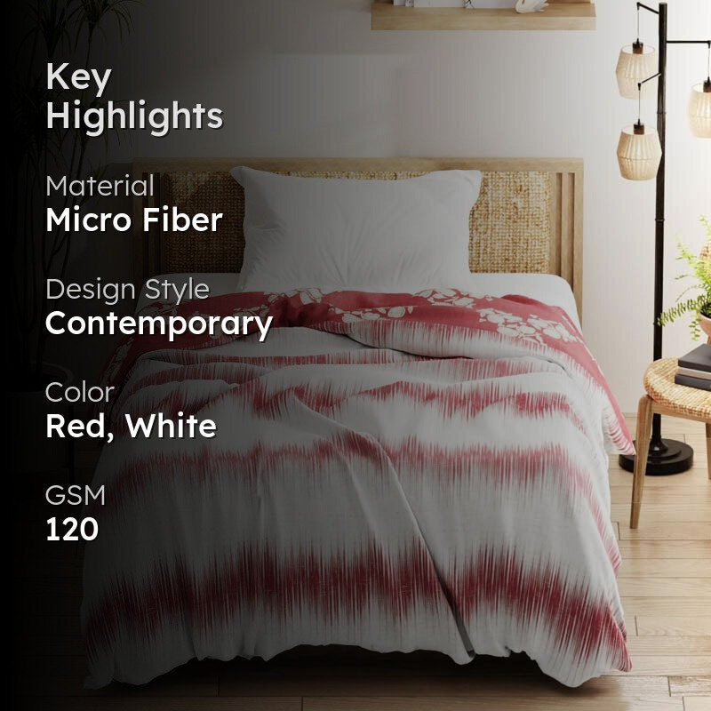 Arjia Floral Reversible Microfiber Comforter (Red) - 120 GSM media 2