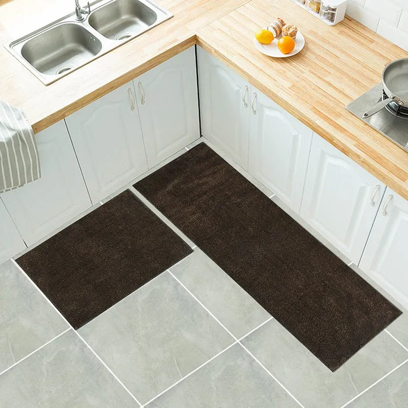 Relma Anti Skid Cotton Runner Rug (Coffee) - Two Piece Set media 1