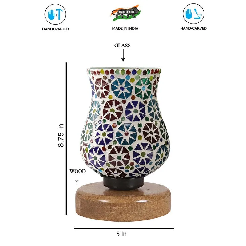 Aureline Mosaic Glass Table Lamp With Wooden Base - Multicolor media 8