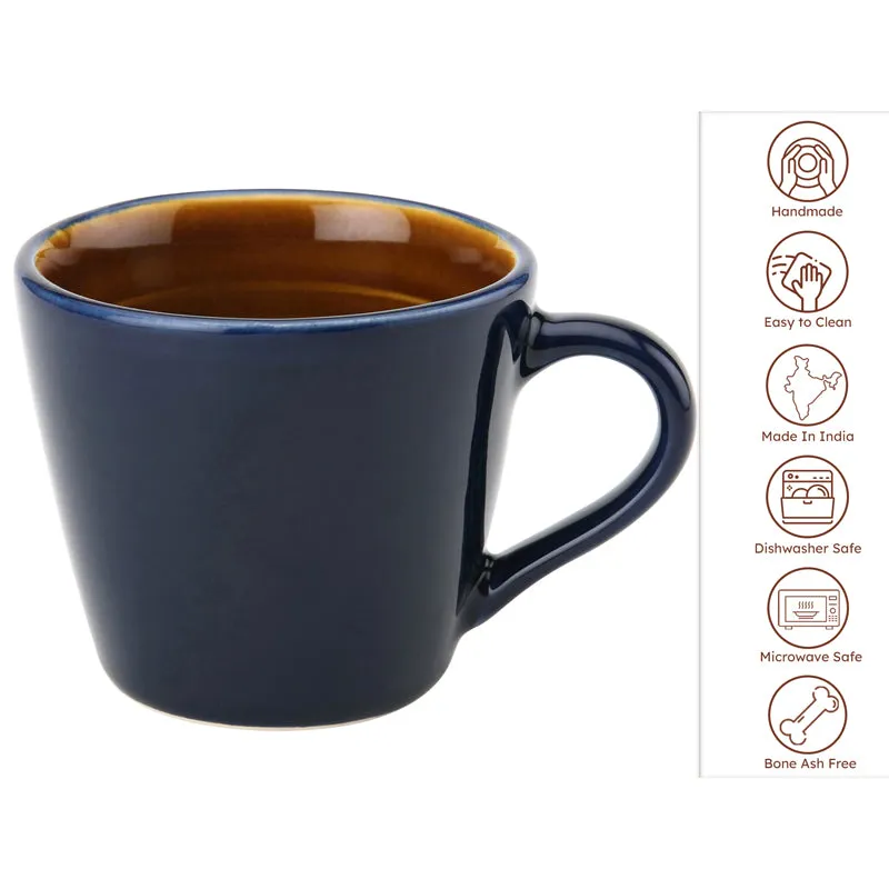 Karvaa Ceramic Tea Cup (175 mL Each)/Royal Blue)- Set of Six media 5