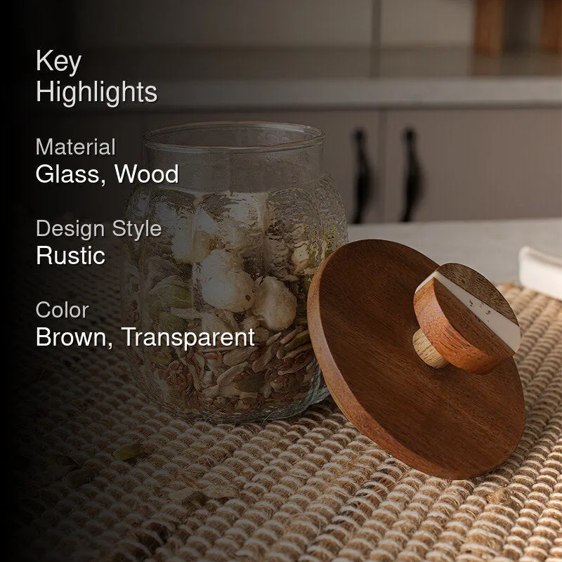 Arietta Glass Jar With Airtight Wood Lid - 600 mL media 2