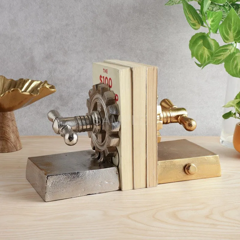 The Gearlock Bookend (Gold & Silver) - Set Of Two media 1