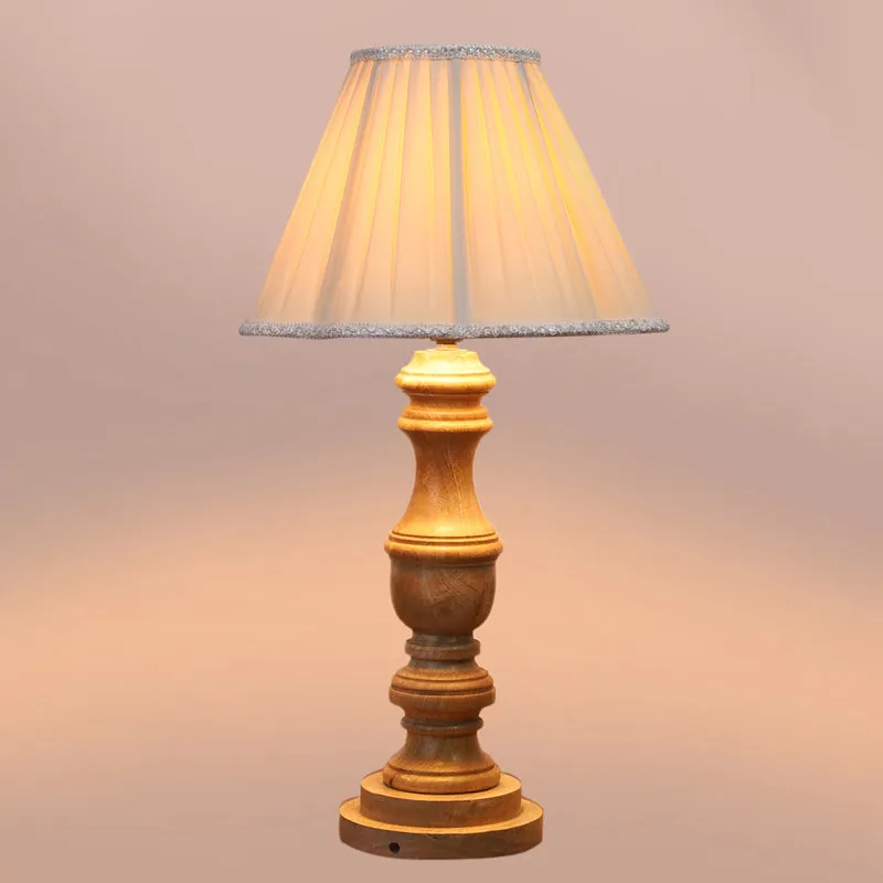 Pleatra I Carve Wooden Table Lamp - Ivory,Brown media 4