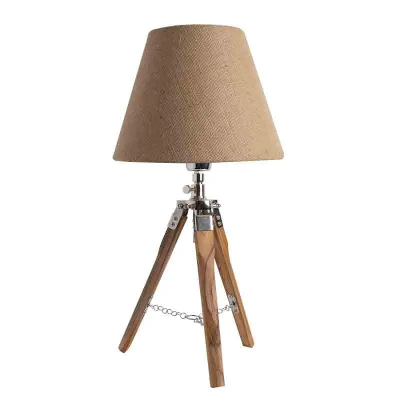 Mini Tripod Fabric Table Lamp - Brown media 3