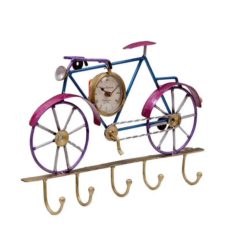 Multi Utility Cycle Key Holder Metal Table Clock media 4