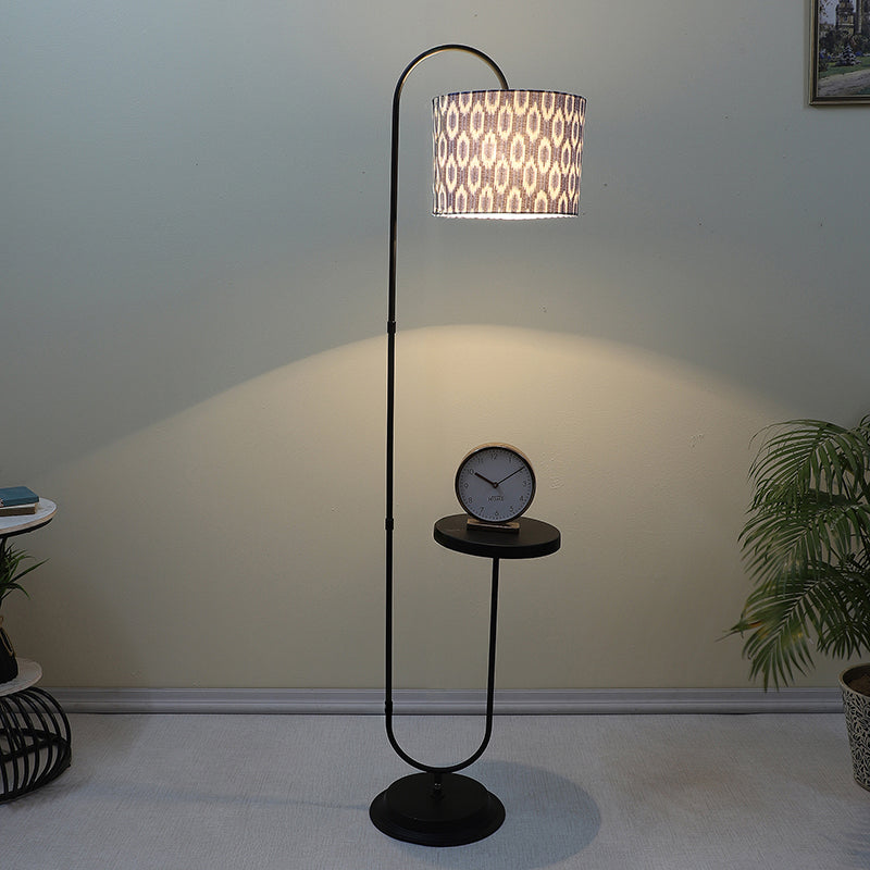 Lois Printed Arched Floor Lamp With Shelf