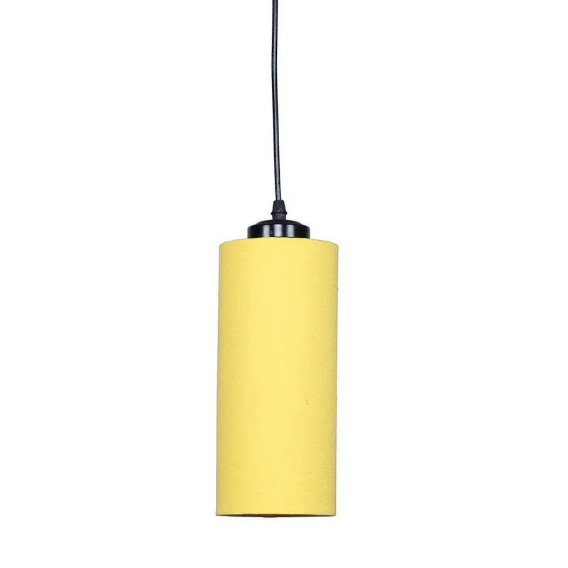 AuraGlow Cylindrical Fabric Ceiling Lamp - Yellow media 7