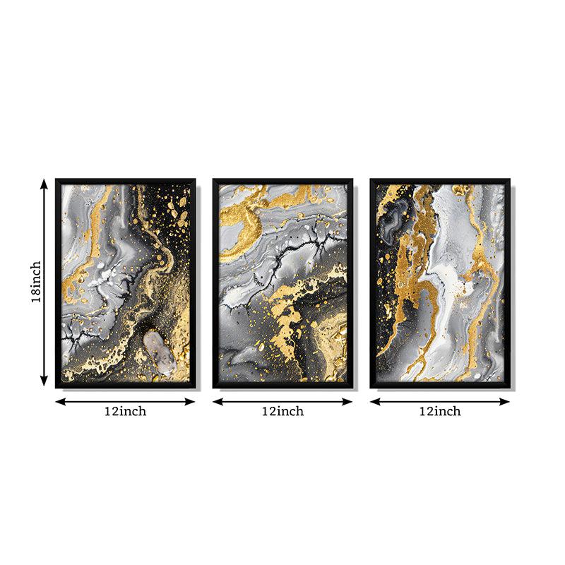 Ebony Gild Abstract Wall Art With Frame - Set Of Three media 7